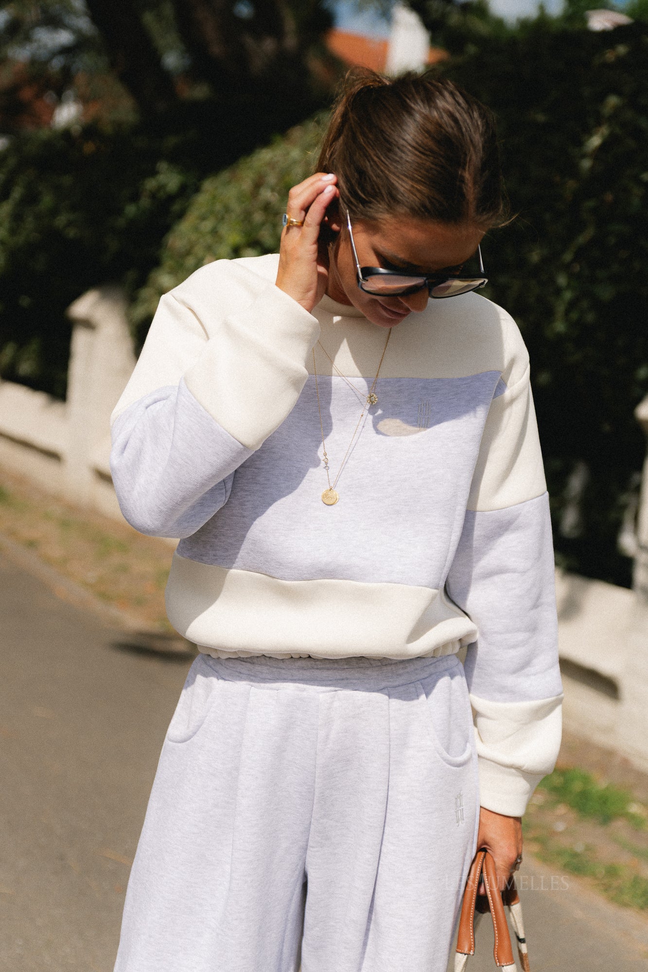 Les Jumelles striped sweater ecru/snow melange