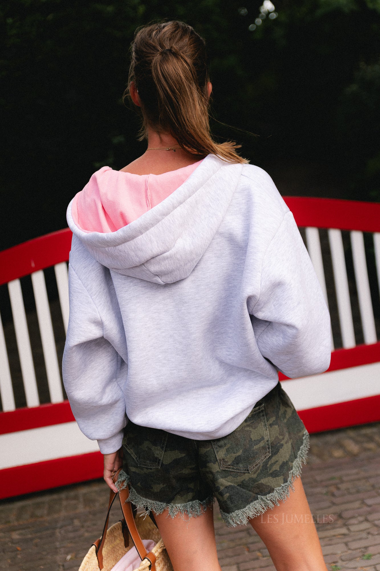 Margot denim shorts camouflage print