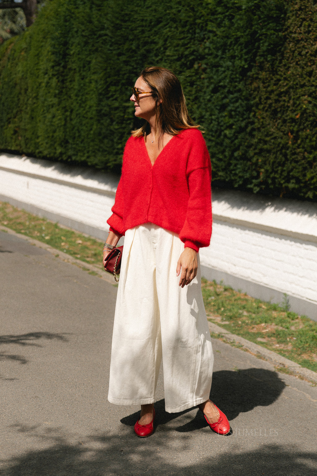 Penelope mohair cardigan poppy red
