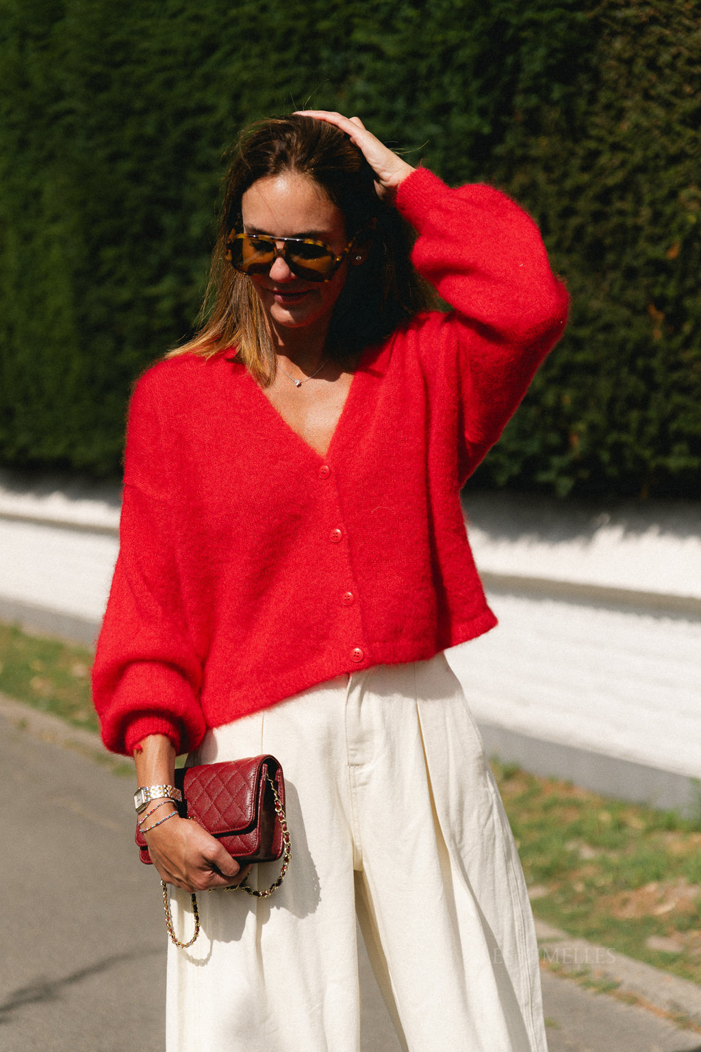 Penelope mohair cardigan poppy red
