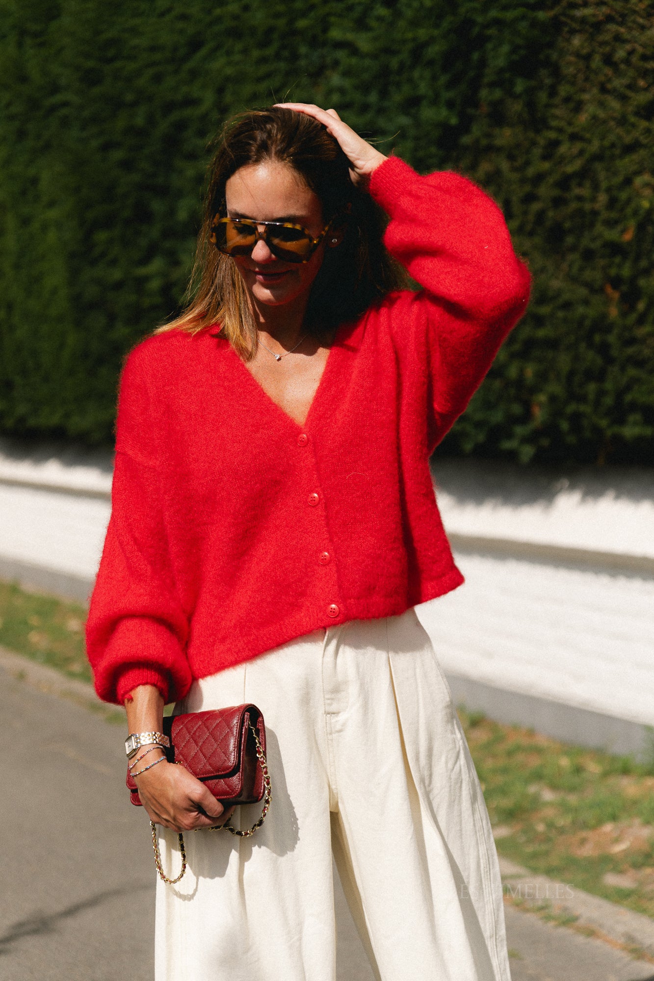 Penelope mohair cardigan poppy red
