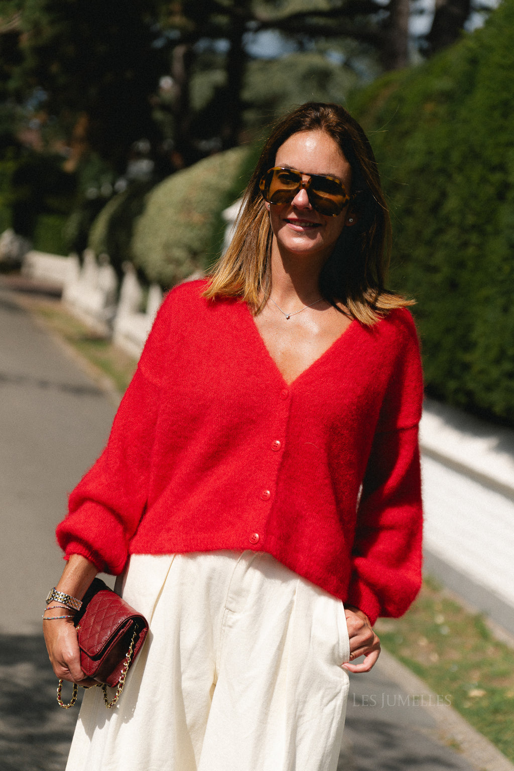 Penelope mohair cardigan poppy red