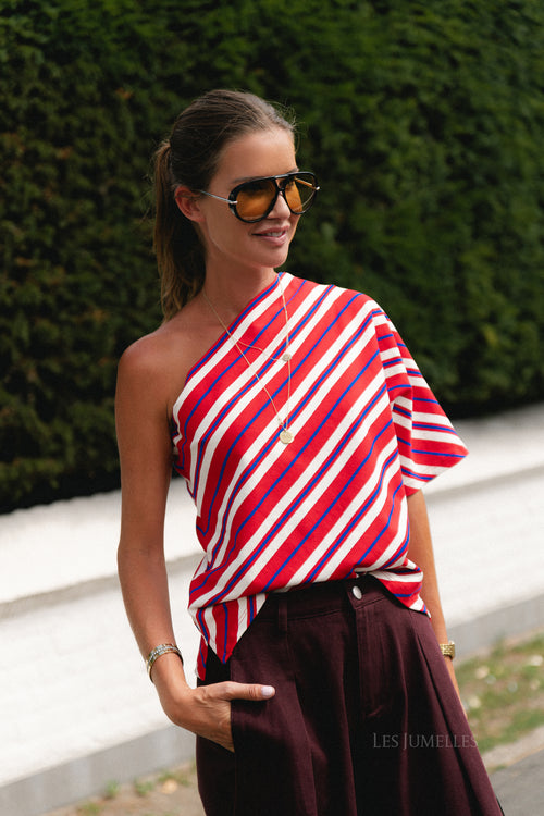 Amy striped one-shoulder shirt multicolor