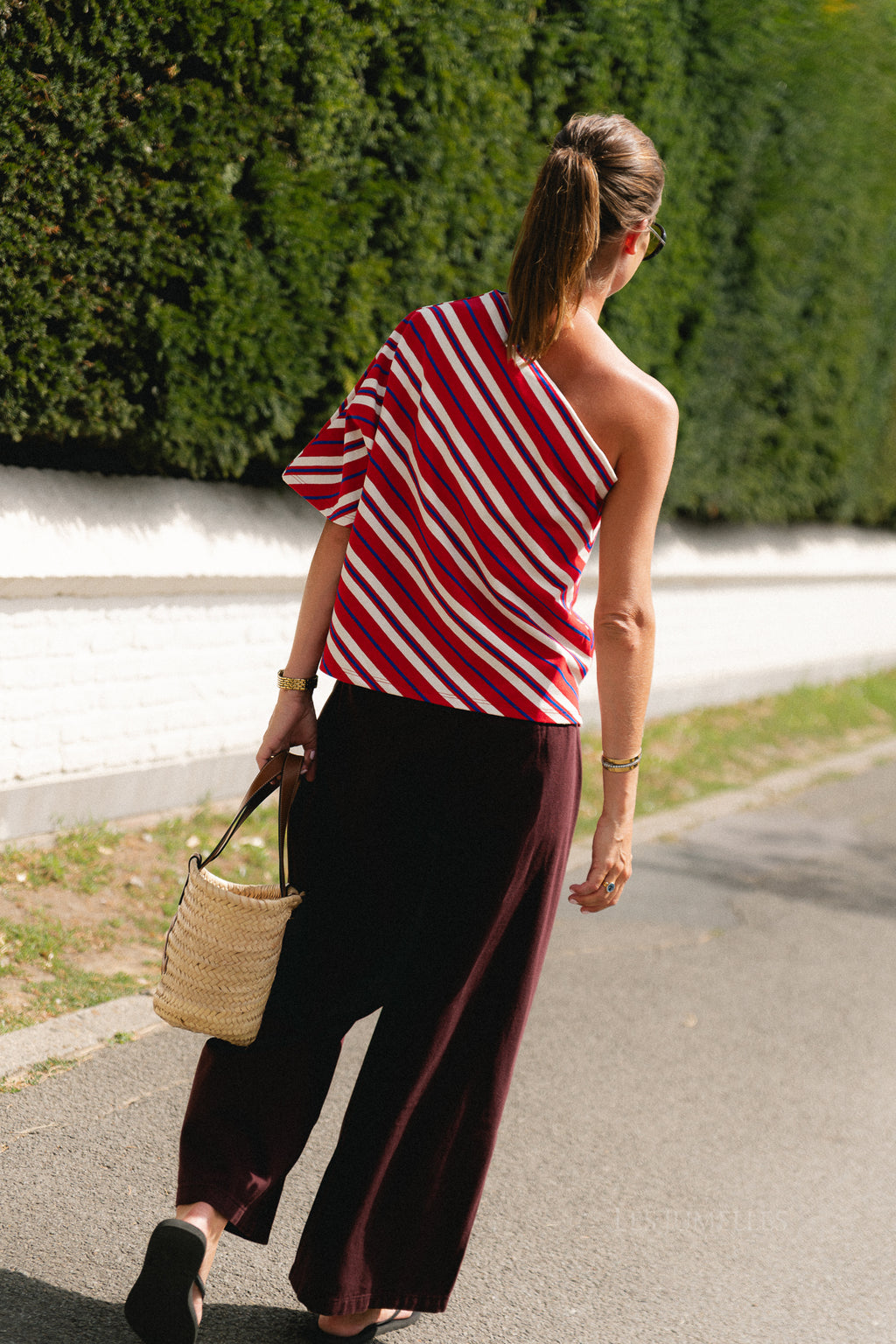 Amy striped one-shoulder shirt multicolor
