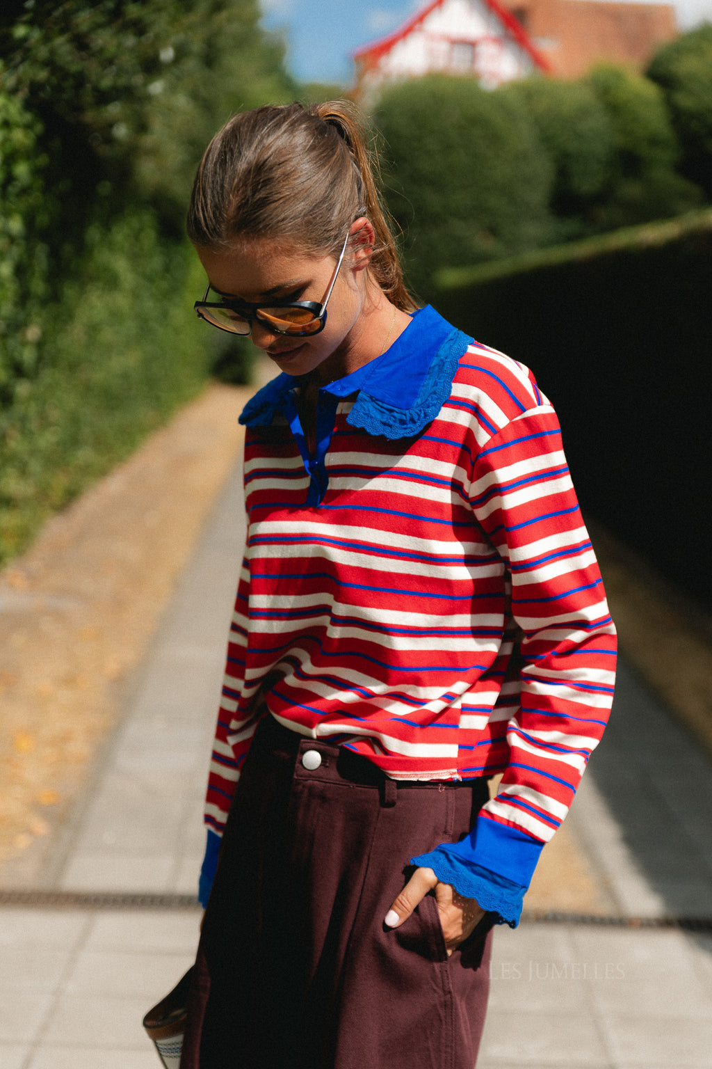 Axelle striped polo sweatshirt multicolor