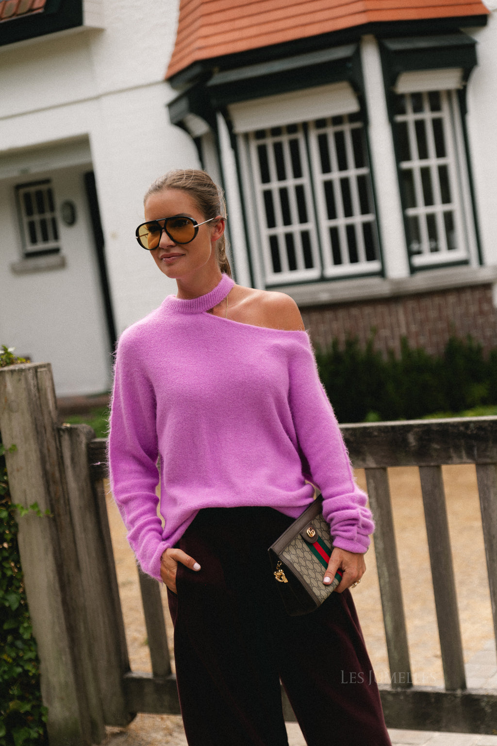 Macey open shoulder jumper orchid