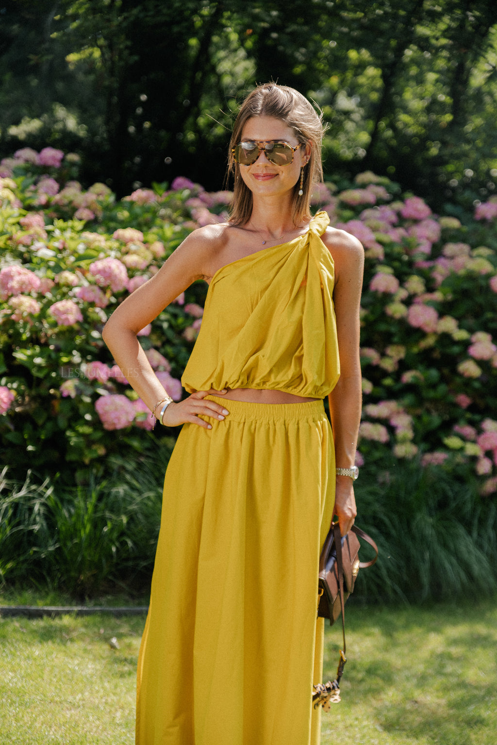 Fran one shoulder top oker