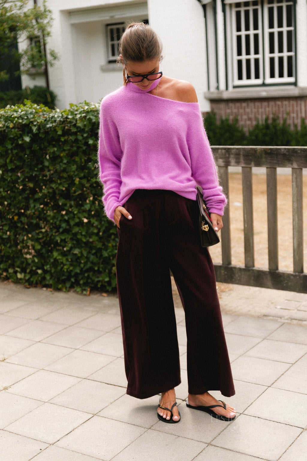 Macey open shoulder jumper orchid