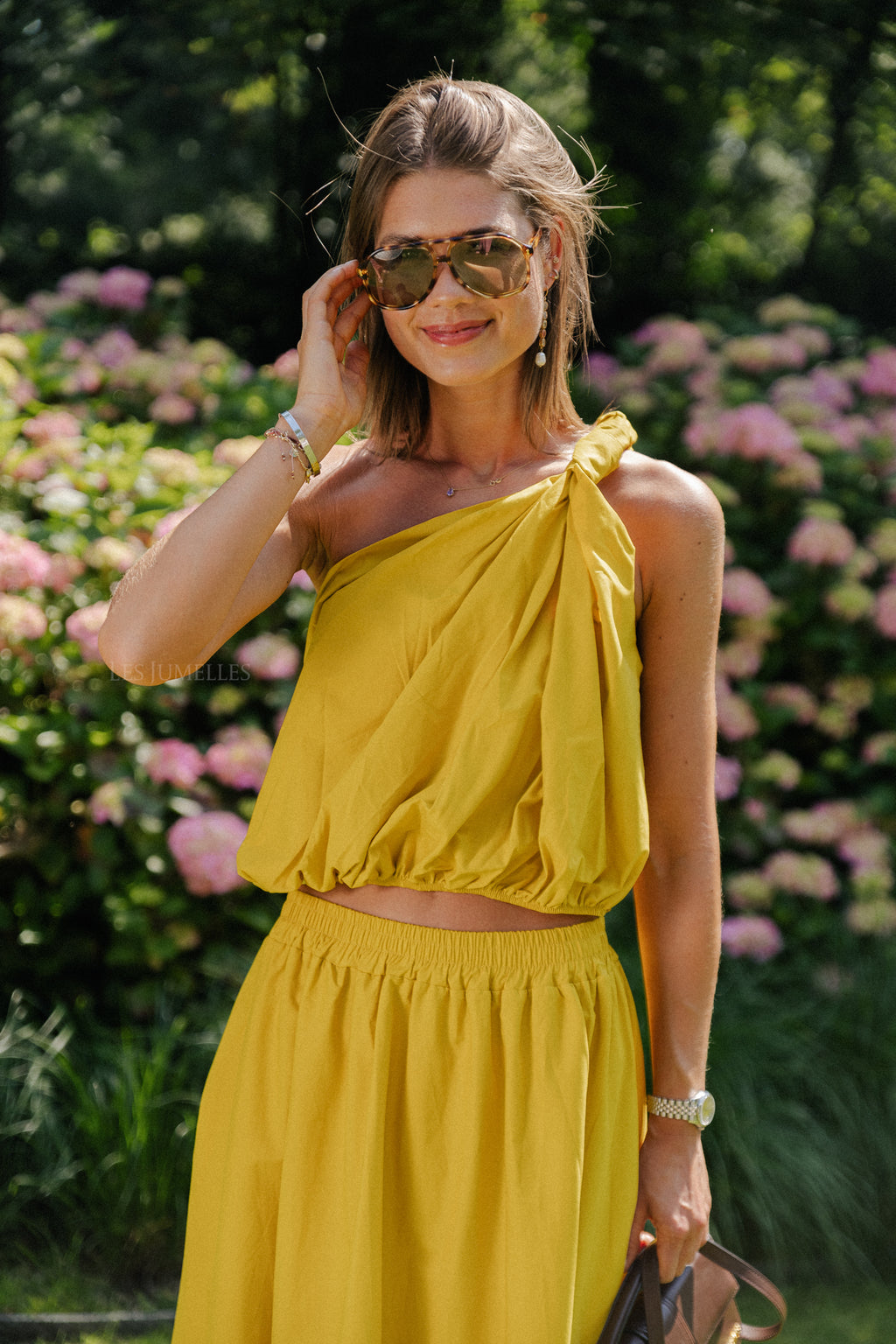 Fran one shoulder top oker