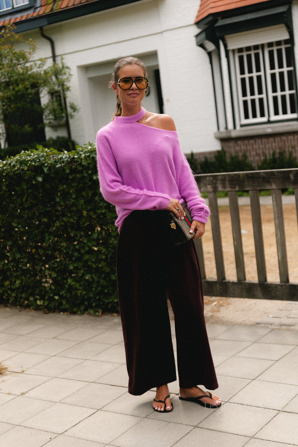 Macey open shoulder jumper orchid