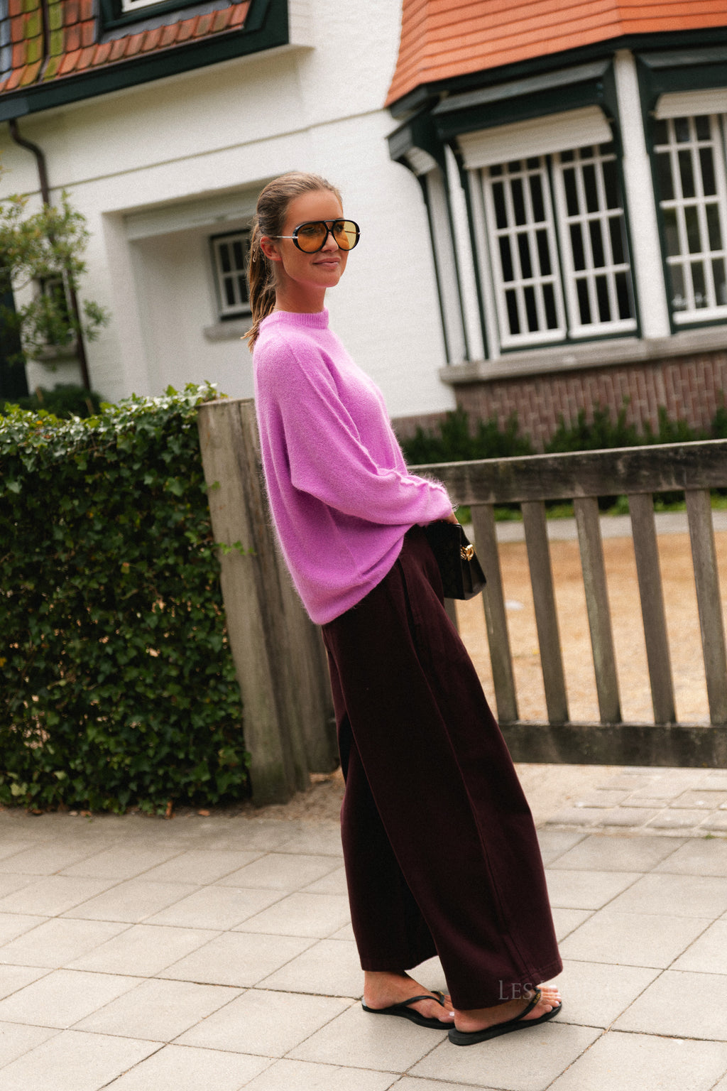 Macey open shoulder jumper orchid