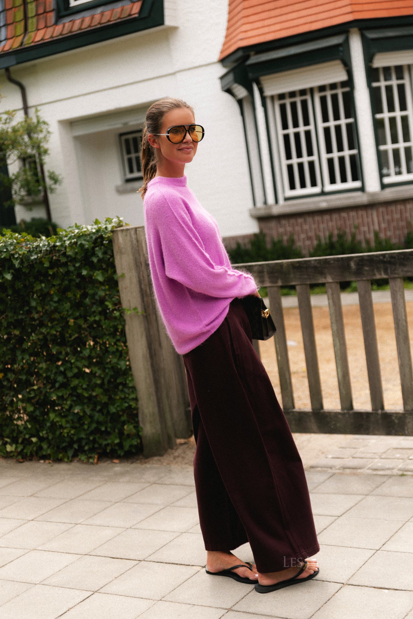 Macey open shoulder jumper orchid