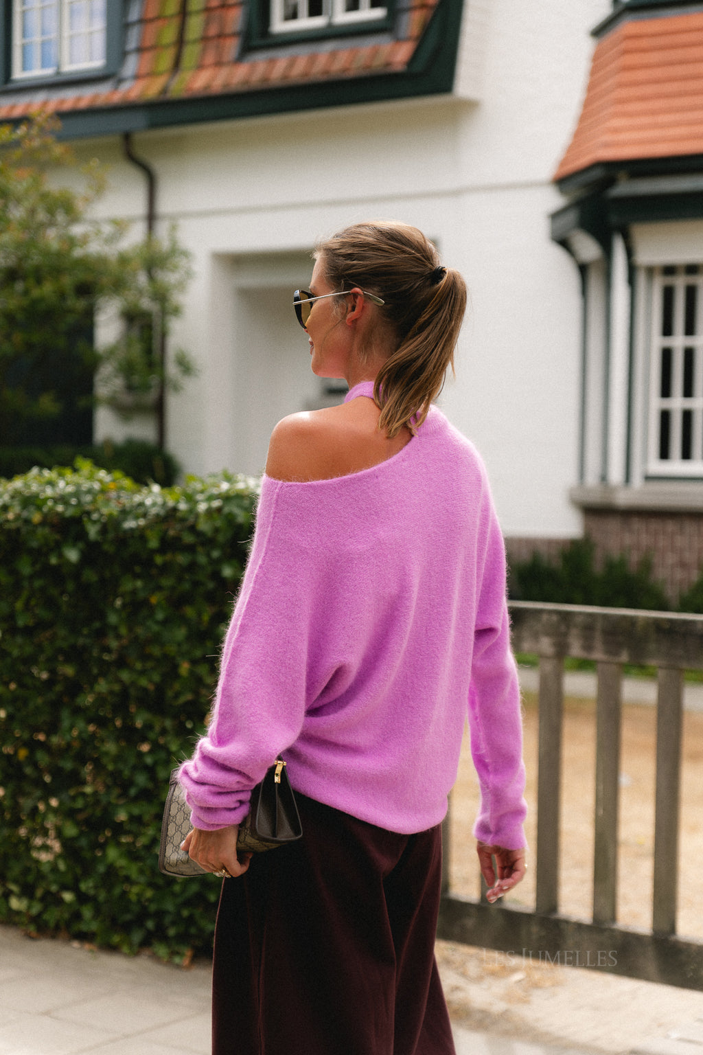 Macey open shoulder jumper orchid