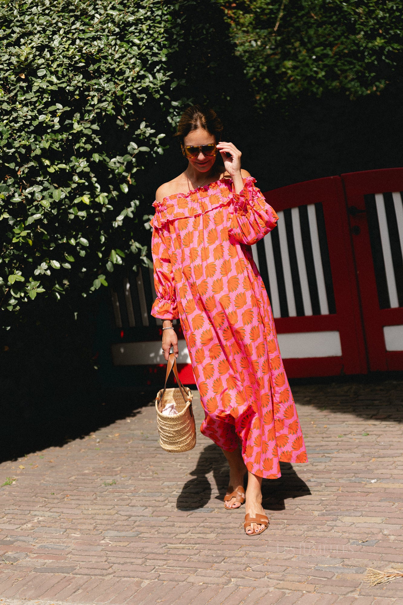 Josephine printed dress fuchsia/orange