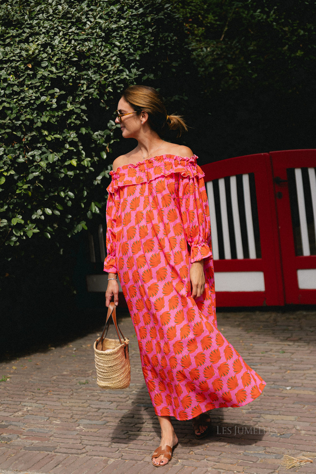 Josephine printed dress fuchsia/orange