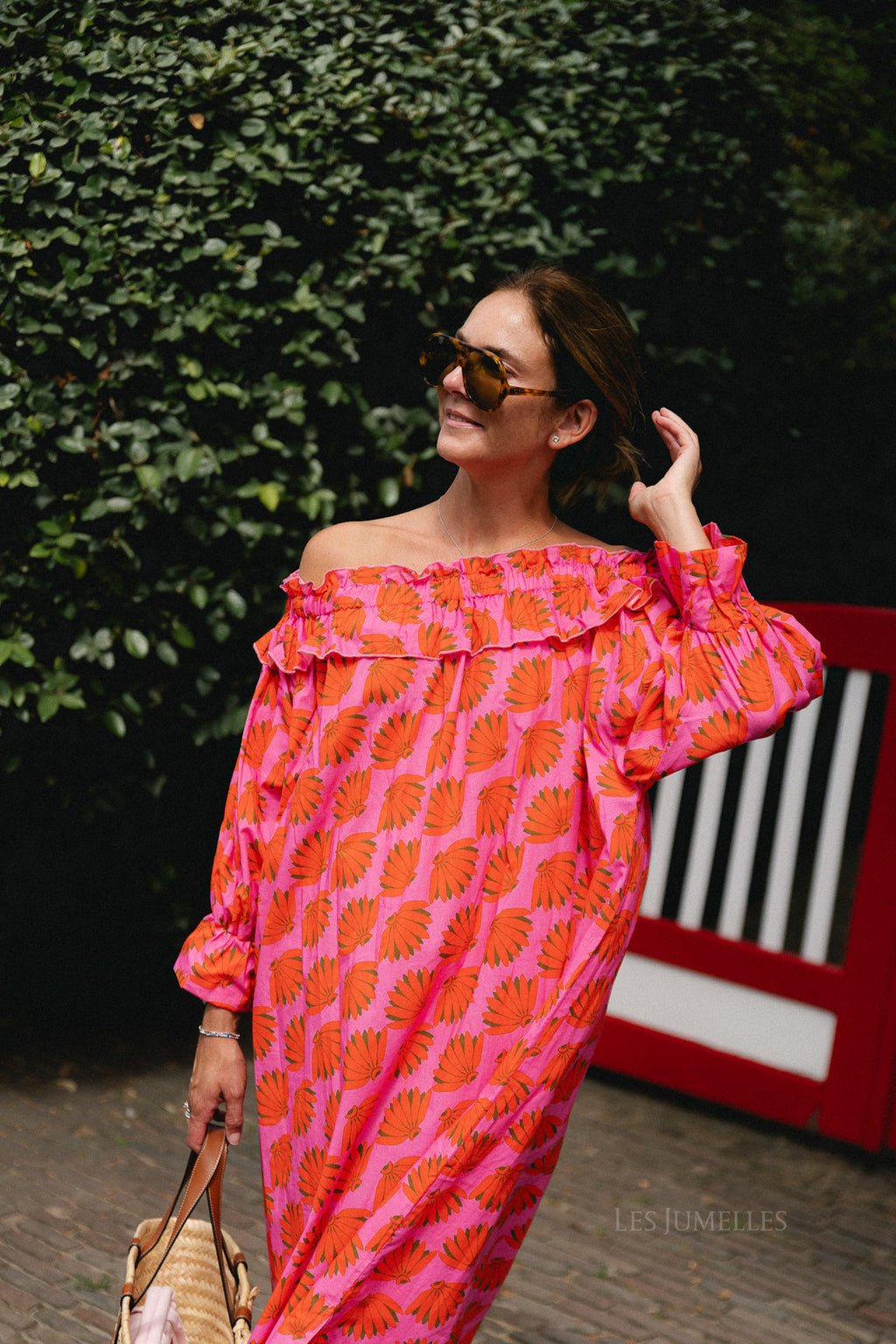 Josephine printed dress fuchsia/orange