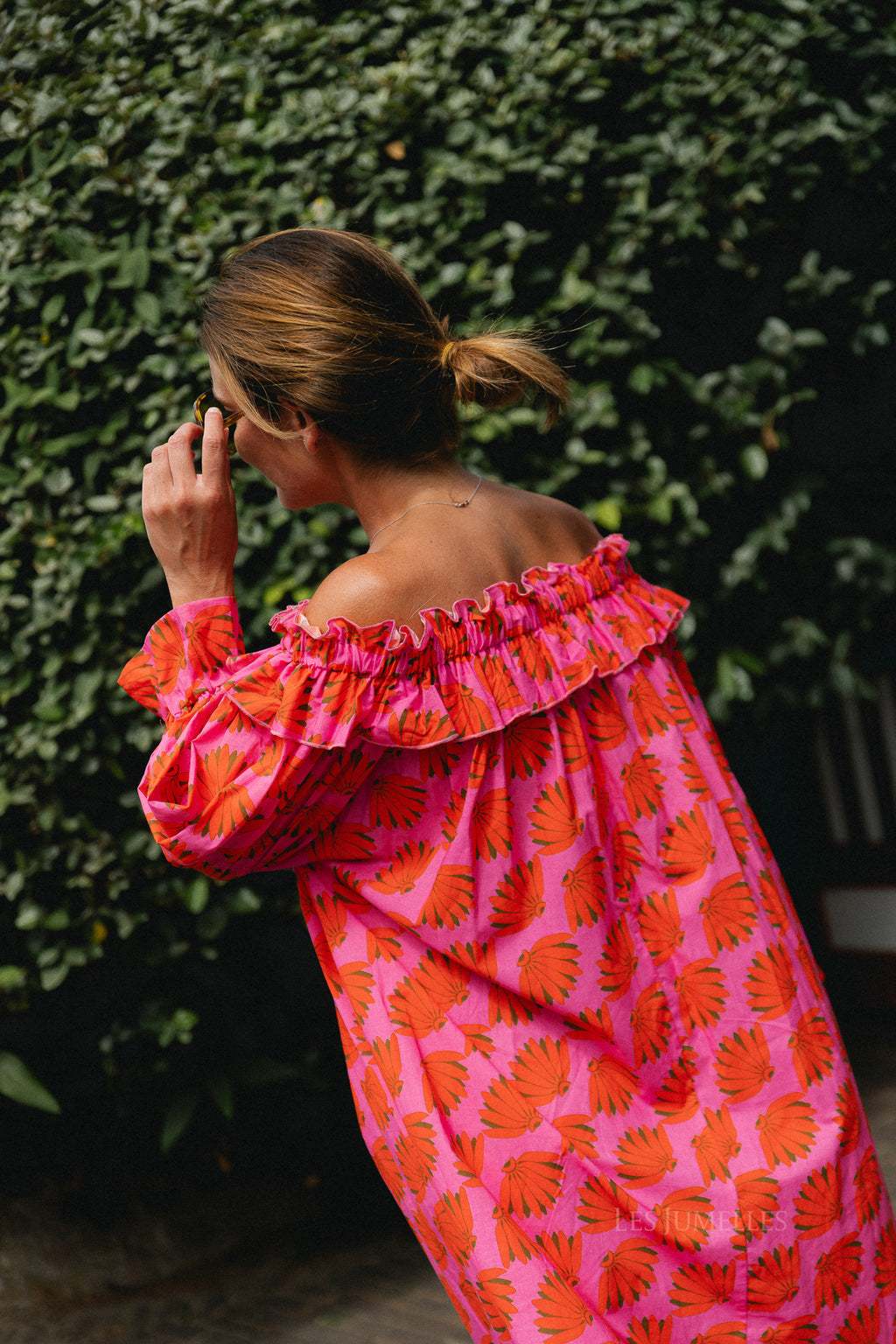 Josephine printed dress fuchsia/orange