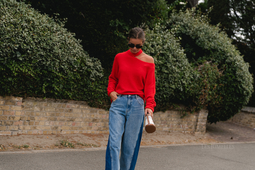 Macey open shoulder jumper coral red