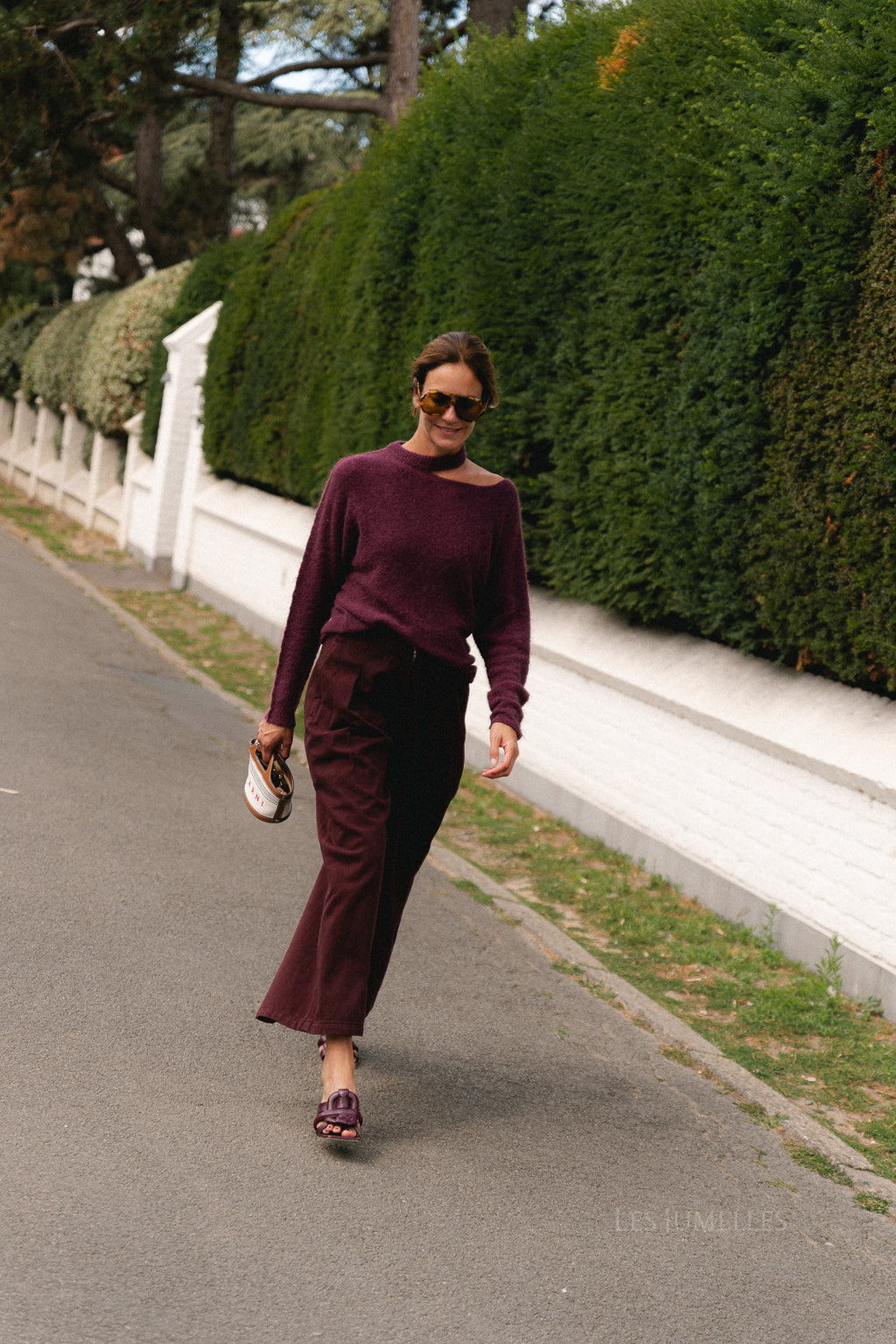 Macey open shoulder jumper burgundy