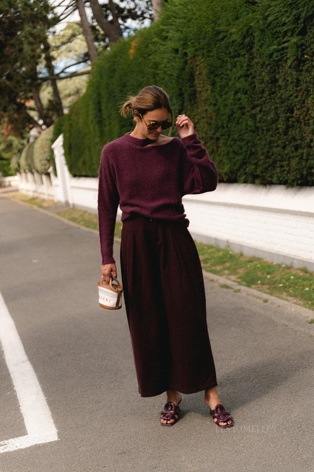 Macey open shoulder jumper burgundy