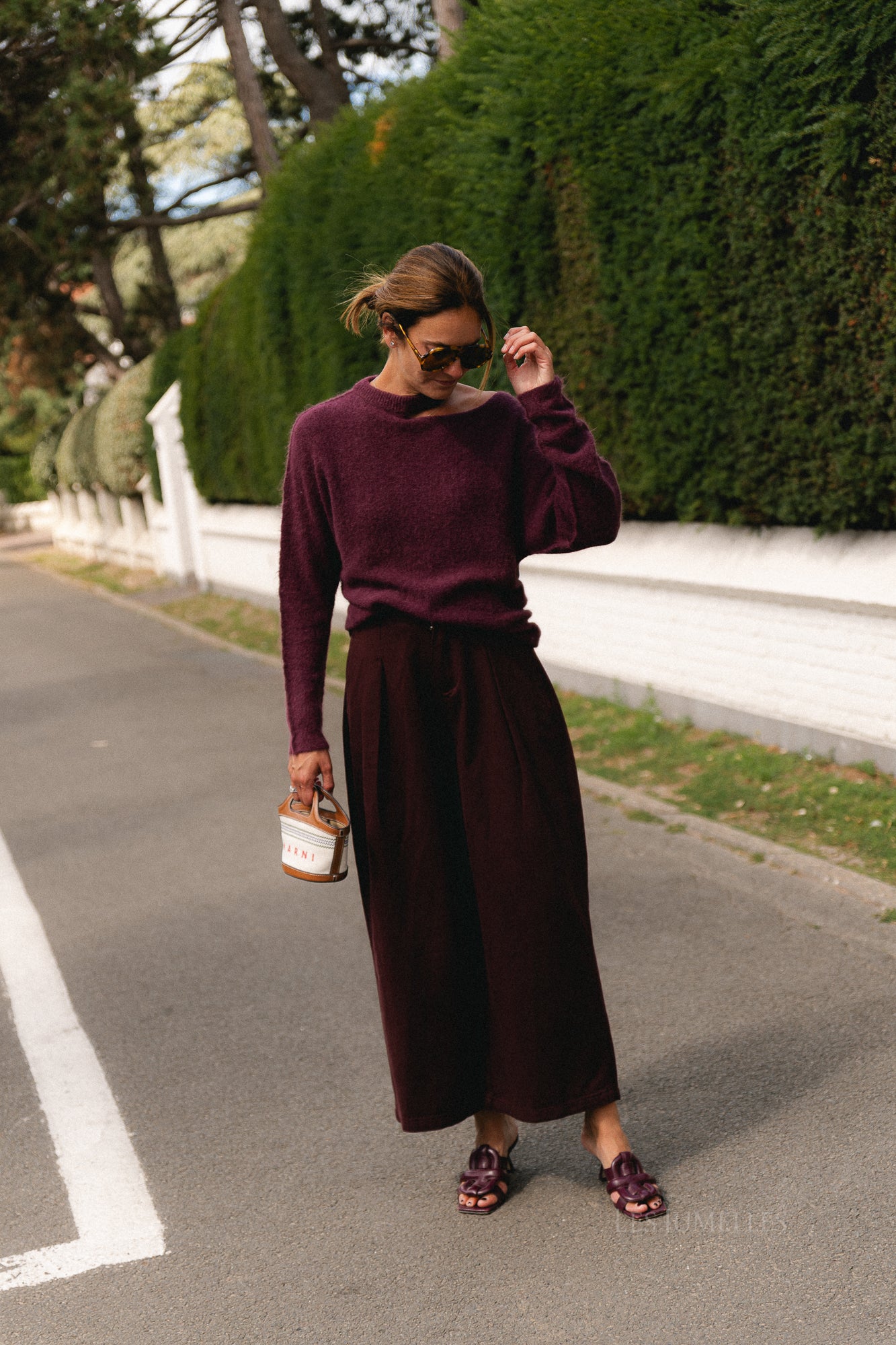 Macey open shoulder jumper burgundy