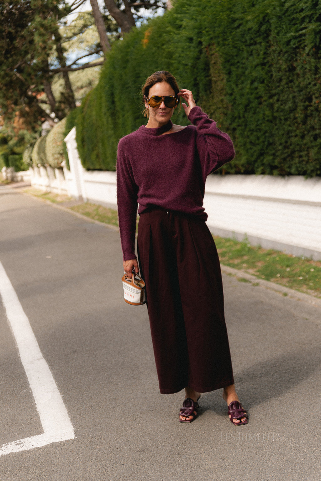 Macey open shoulder jumper burgundy