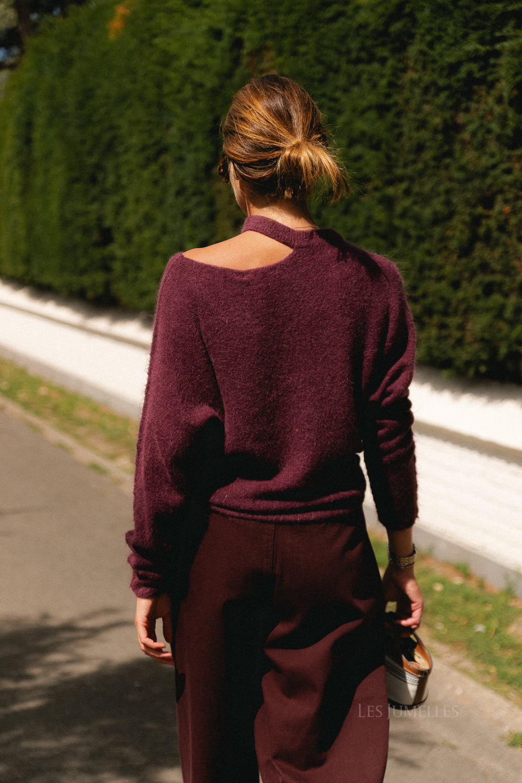 Macey open shoulder jumper burgundy