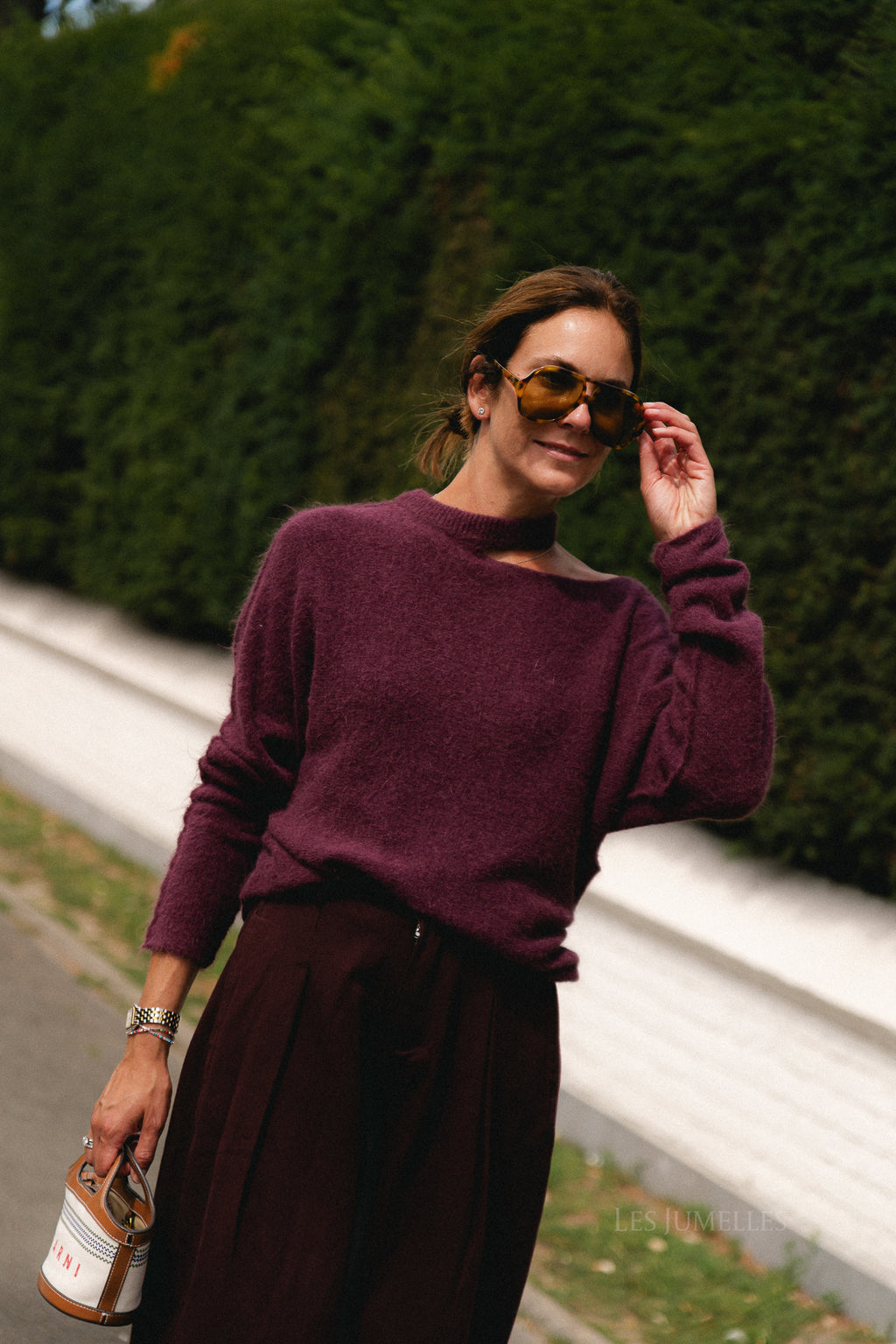 Macey open shoulder jumper burgundy