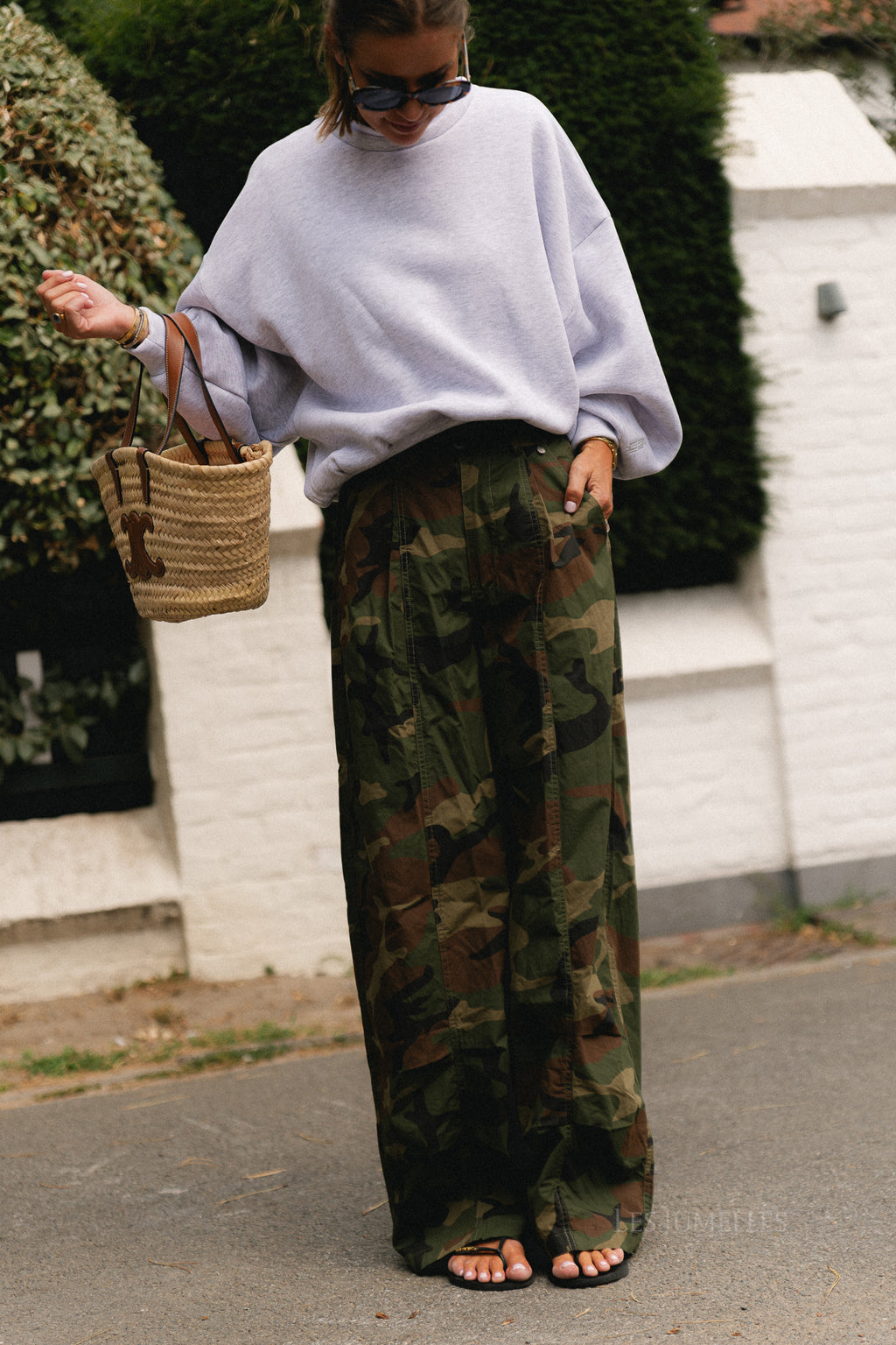 Amandine wide-leg pants camouflage print