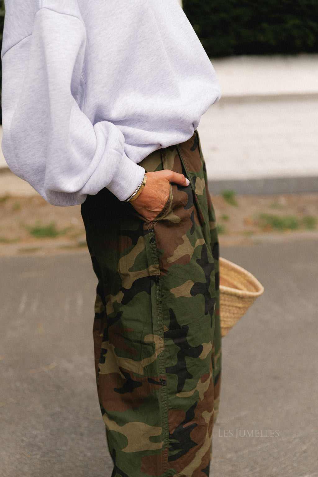 Amandine wide-leg pants camouflage print