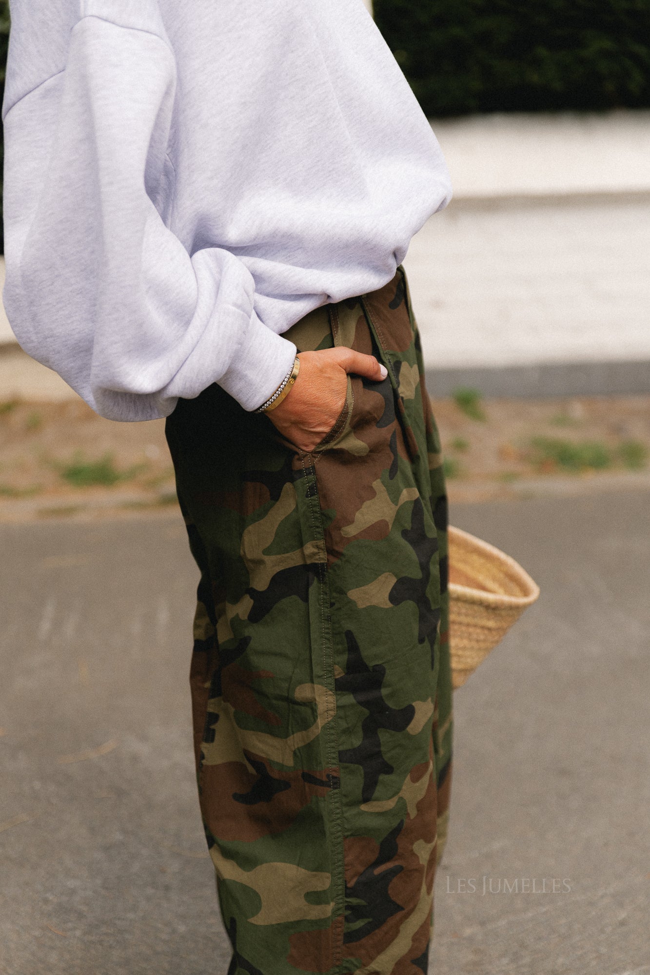 Amandine wide-leg pants camouflage print
