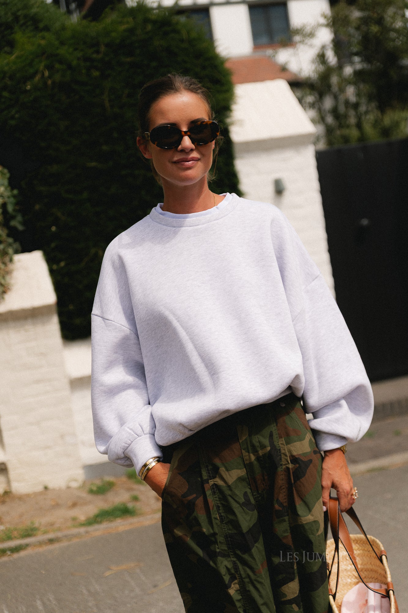 Amandine wide-leg pants camouflage print