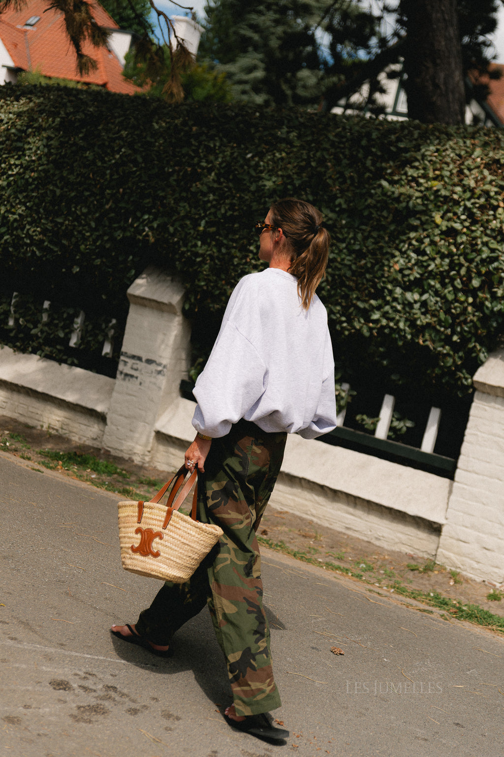 Amandine wide-leg pants camouflage print