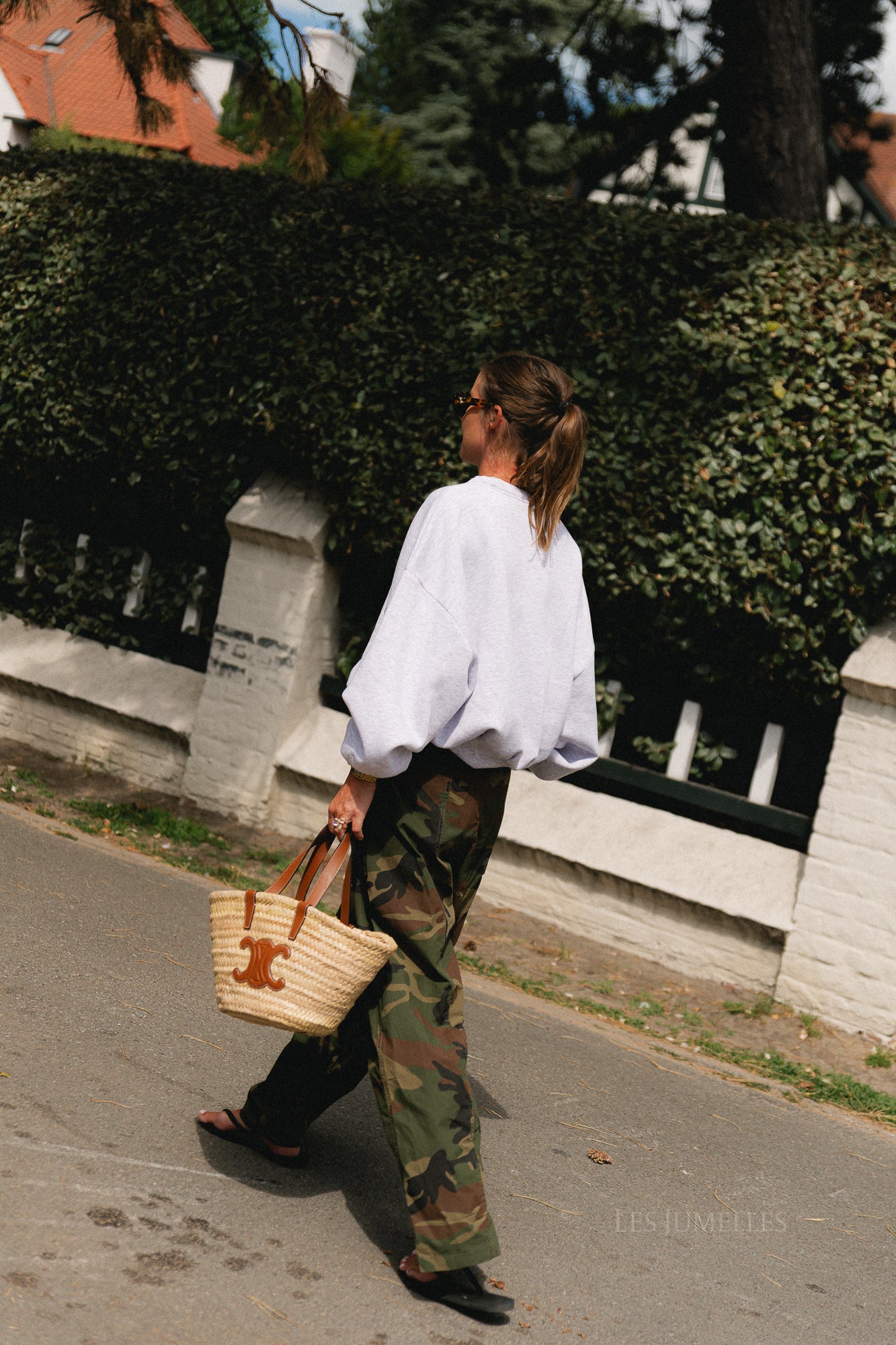 Amandine wide-leg pants camouflage print