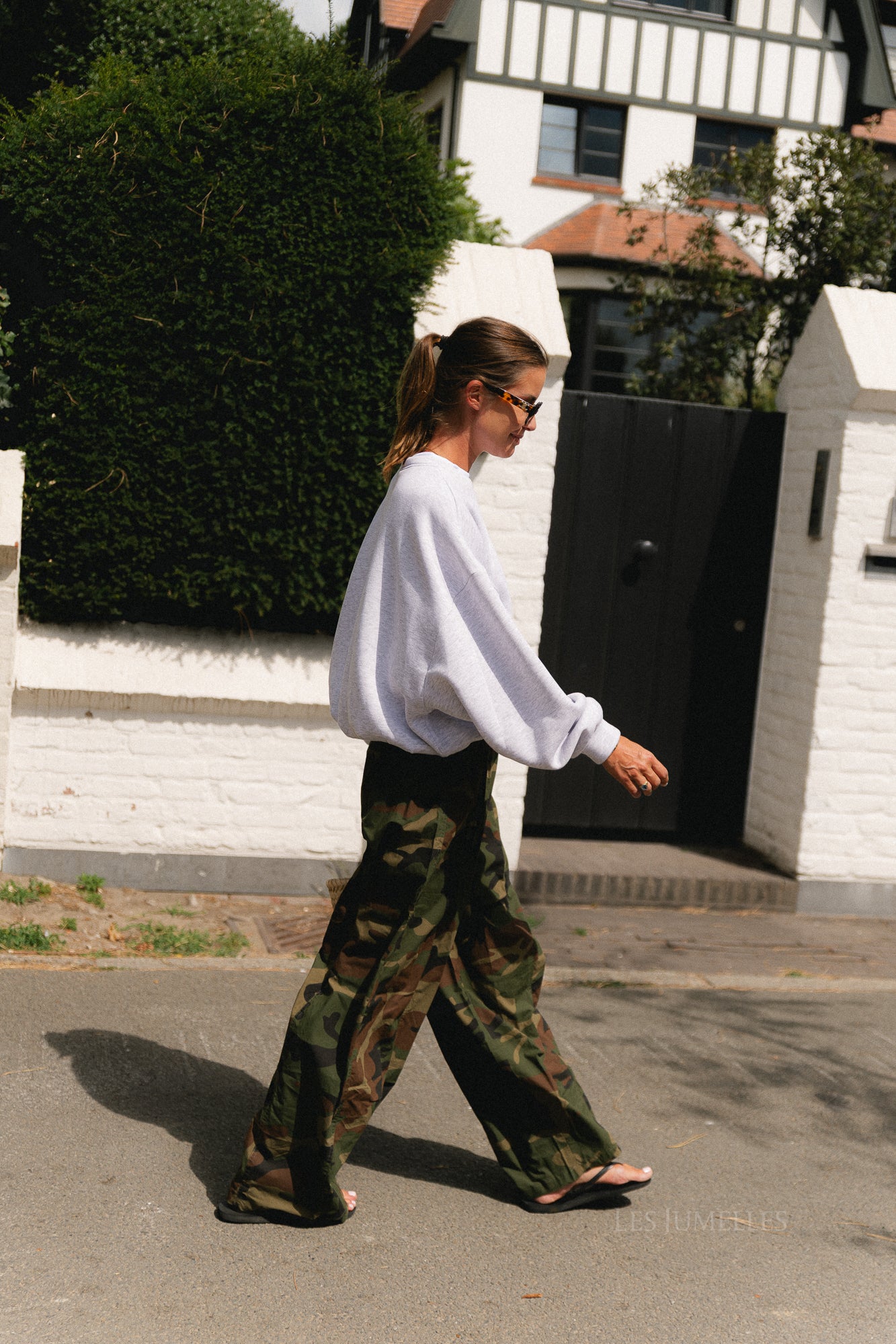Amandine wide-leg pants camouflage print