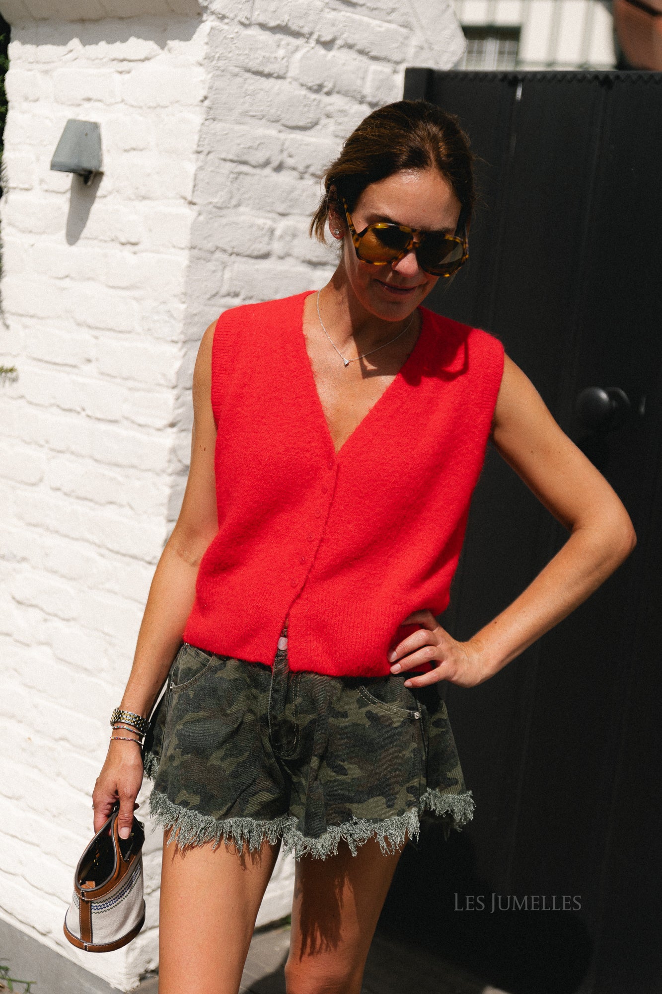 Rhoda sleeveless vest poppy red