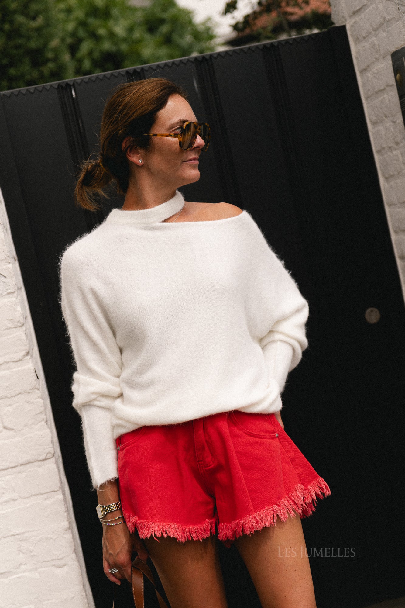 Macey open shoulder jumper cream