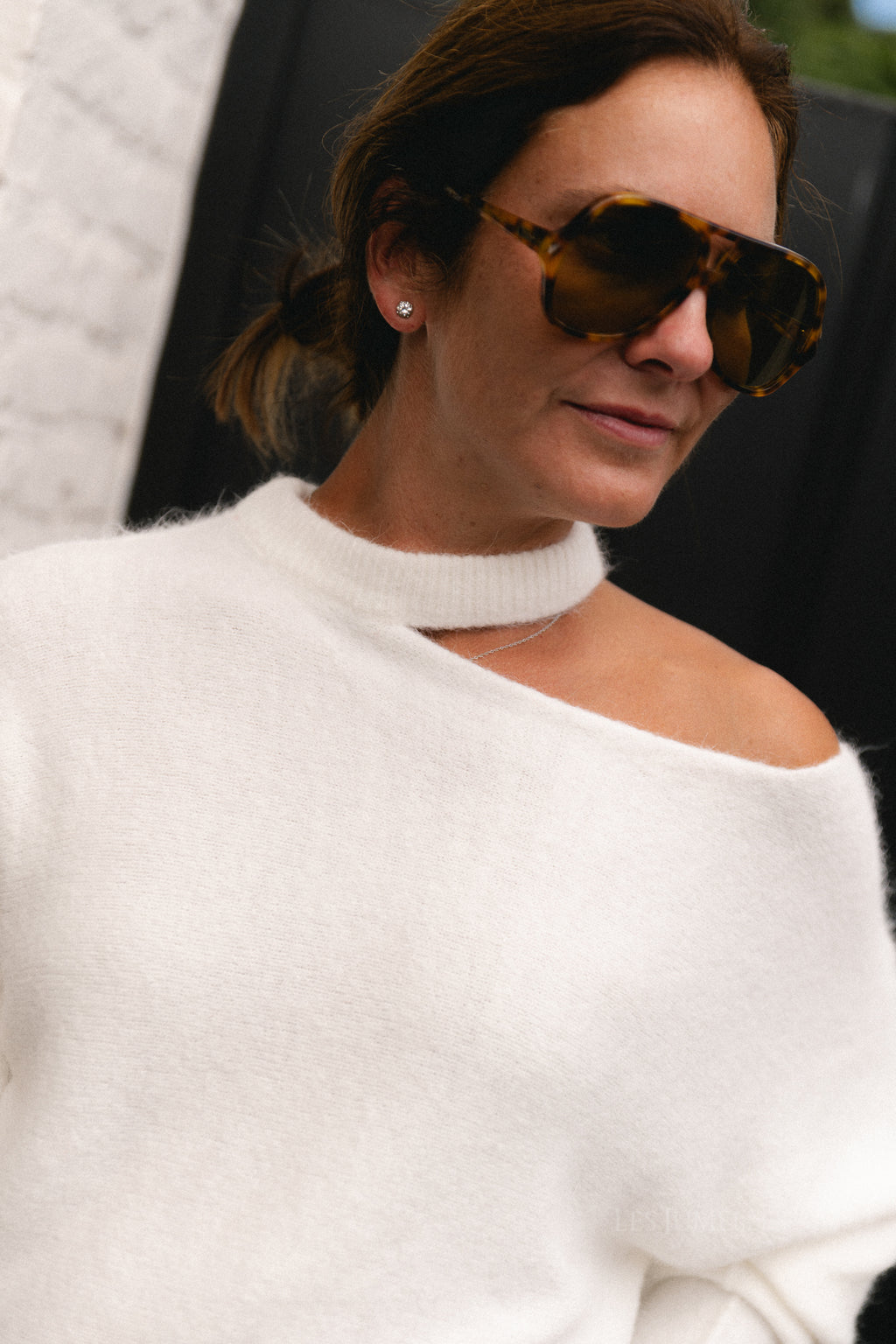 Macey open shoulder jumper cream