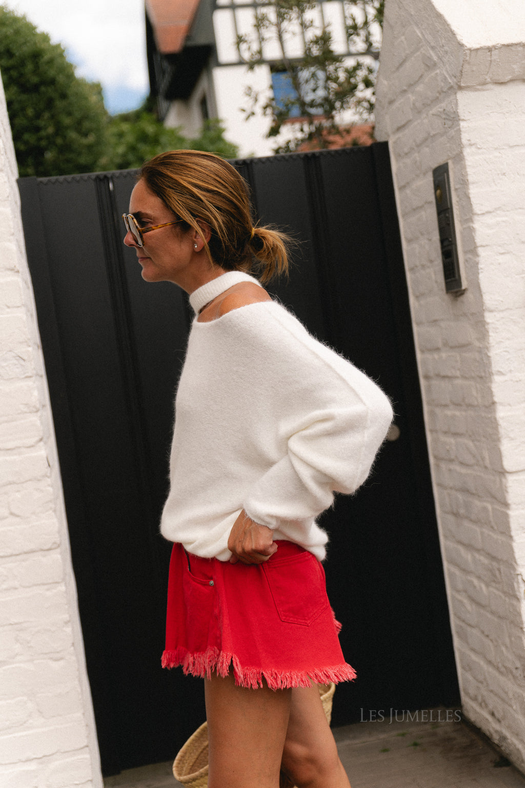 Macey open shoulder jumper cream