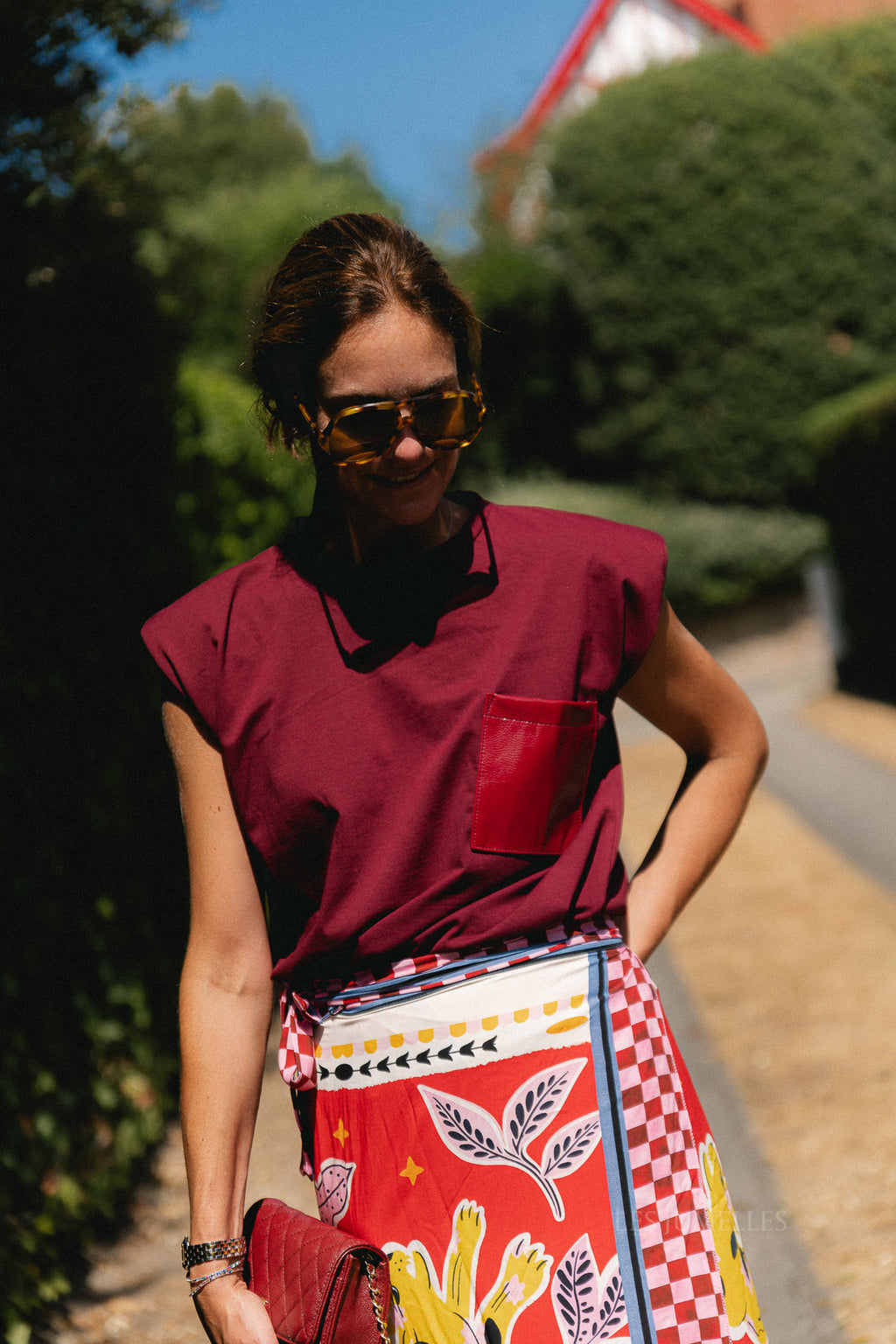 Serena sleeveless T-shirt burgundy