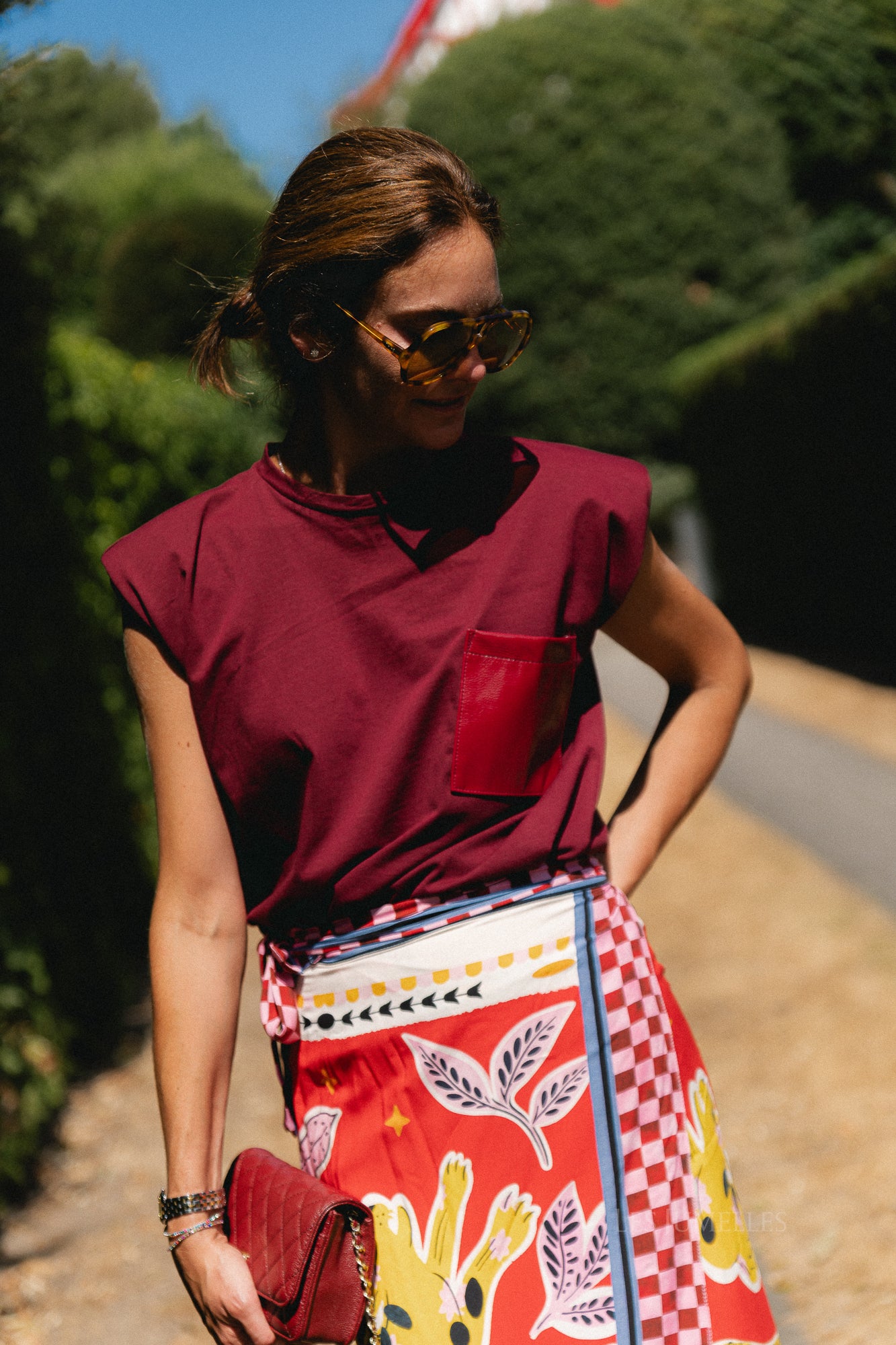 Serena sleeveless T-shirt burgundy