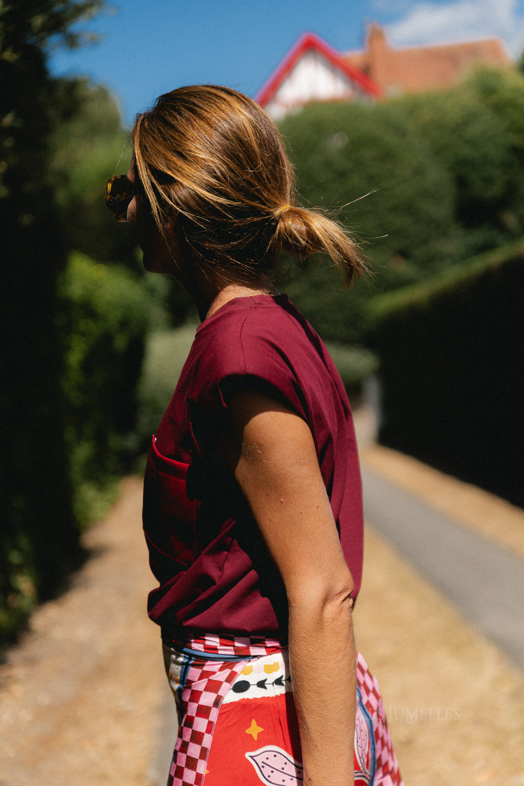 Serena sleeveless T-shirt burgundy