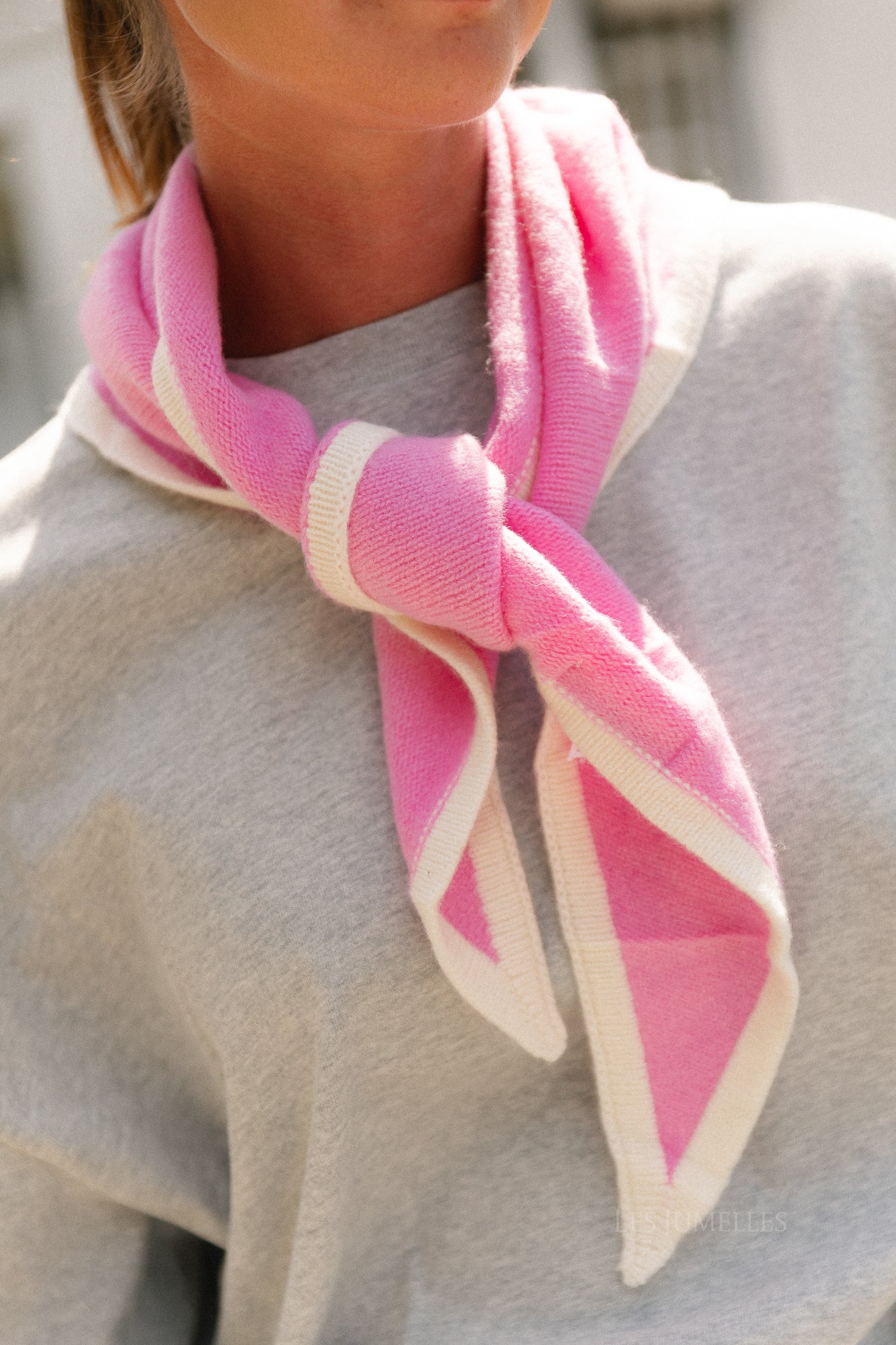 Emma Rose wool triangle scarf - pink/cream