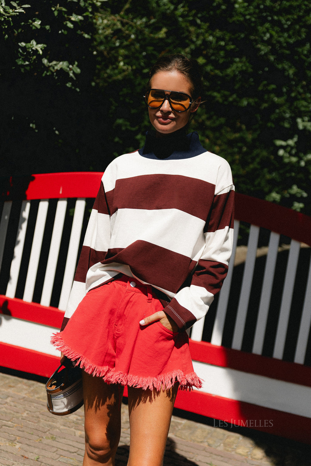Tess striped sweatshirt burgundy/light grey melange