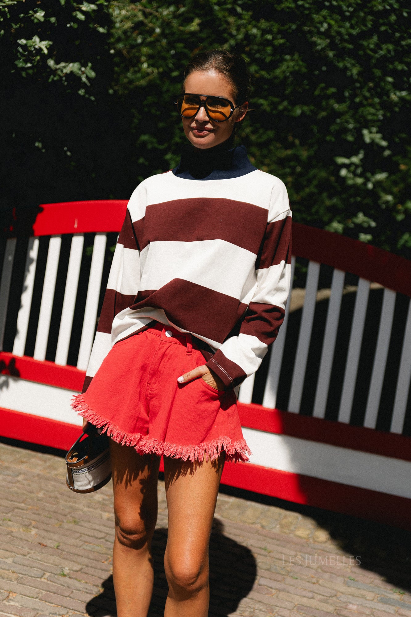 Tess striped sweatshirt burgundy/light grey melange