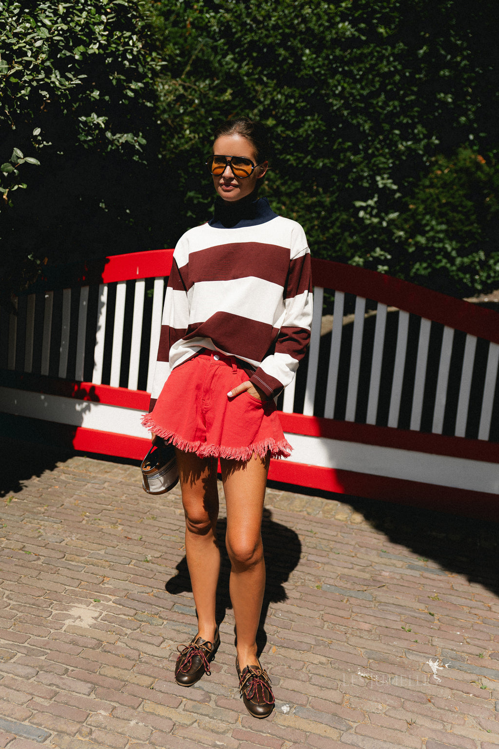 Tess striped sweatshirt burgundy/light grey melange
