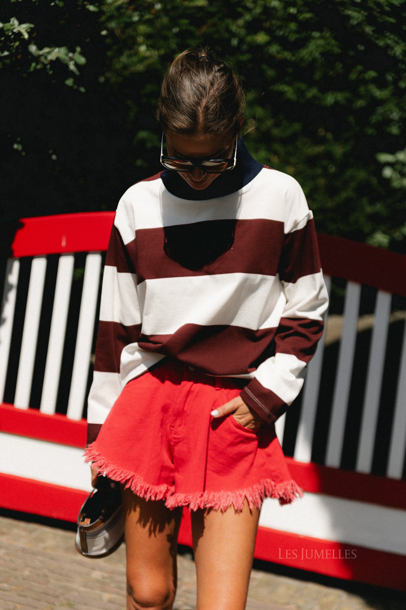 Tess striped sweatshirt burgundy/light grey melange