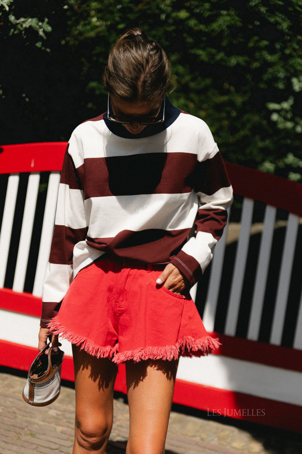 Tess striped sweatshirt burgundy/light grey melange