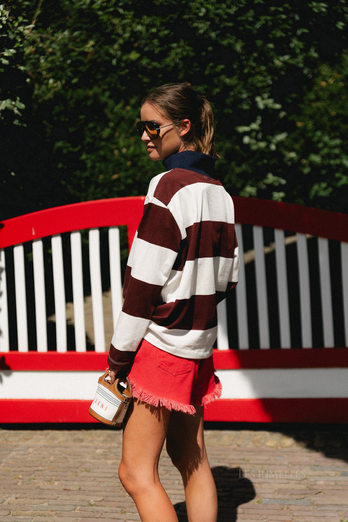 Tess striped sweatshirt burgundy/light grey melange