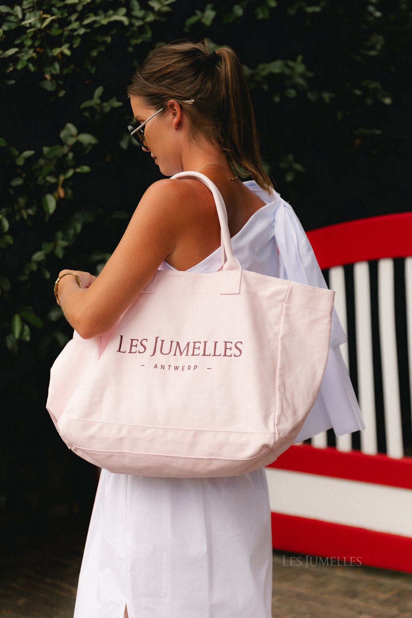 Les Jumelles totebag pink/burgundy